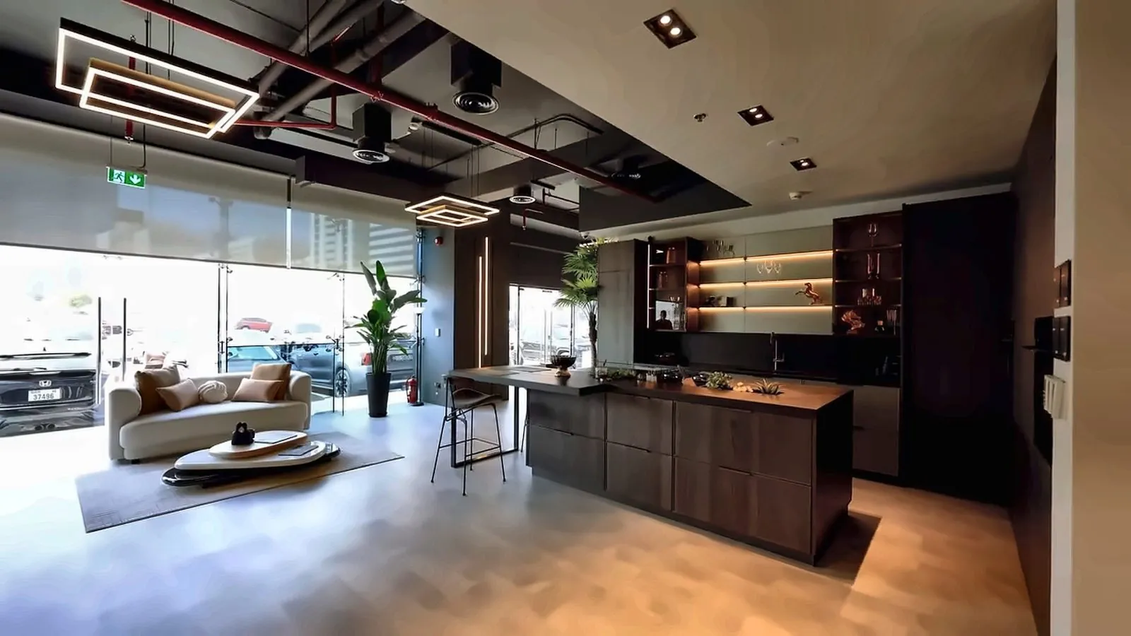 Lounge and island